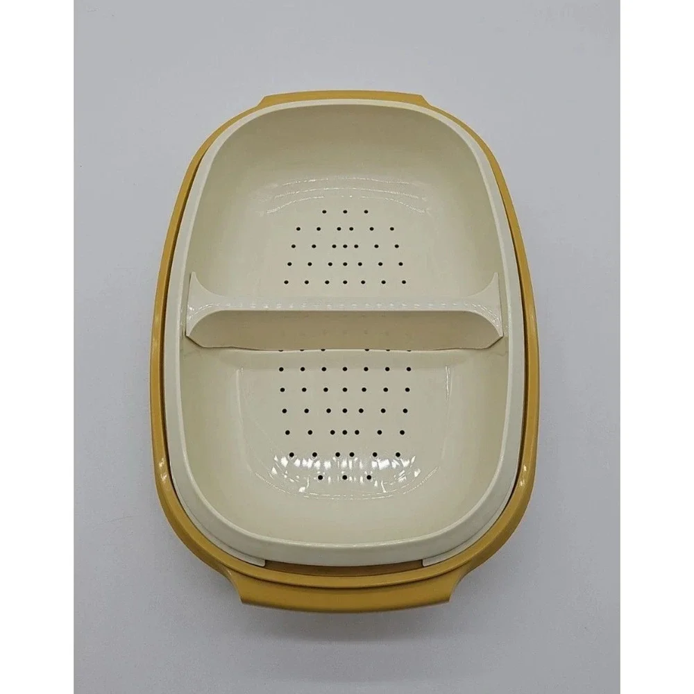 Vintage Tupperware Vegetable Steamer 4 Piece Harvest Gold‎ 1273-4 1274-2 Retro